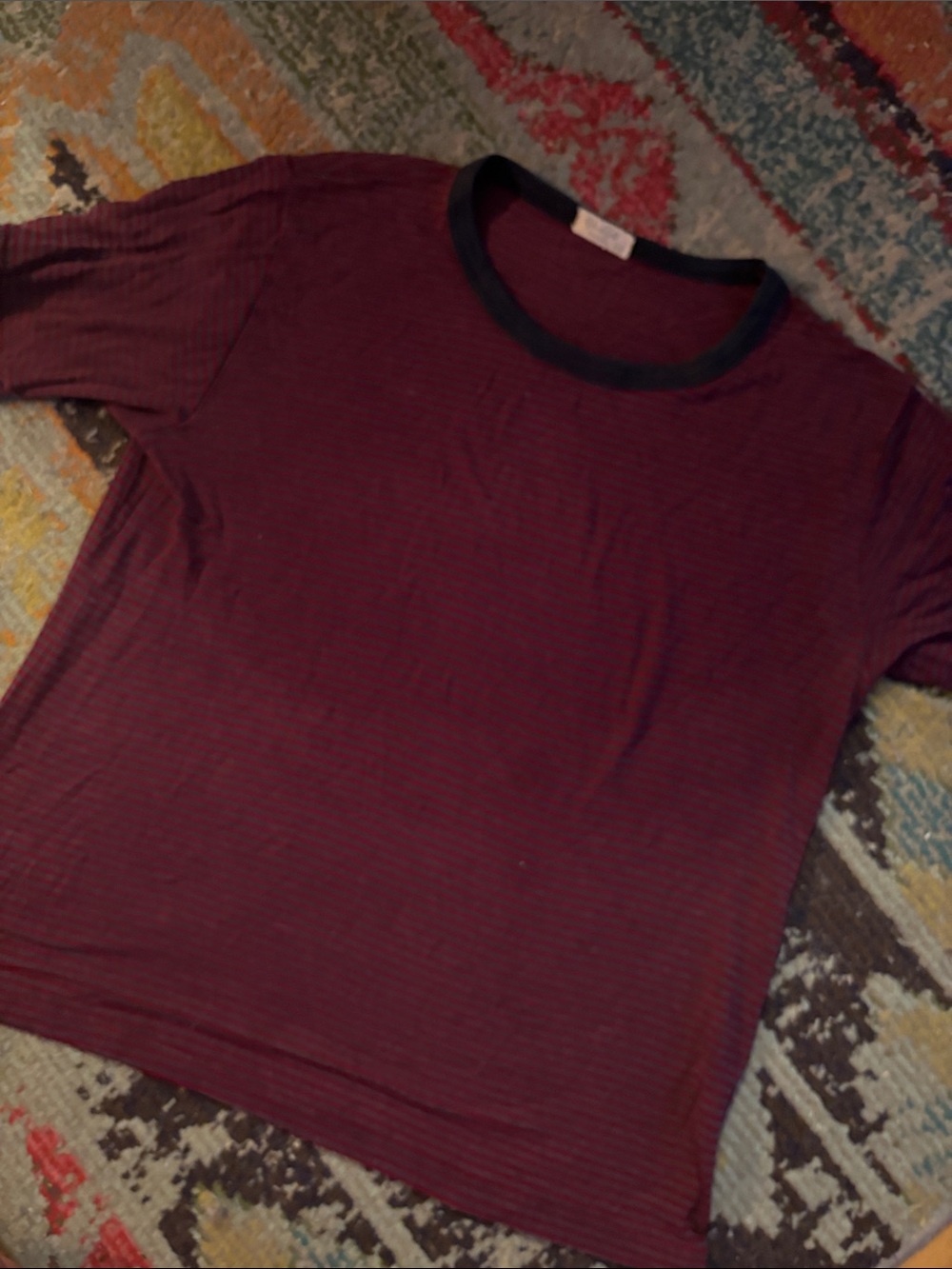Old Navy Burgundy Short-Sleeve Ringer Tee with Black Trim